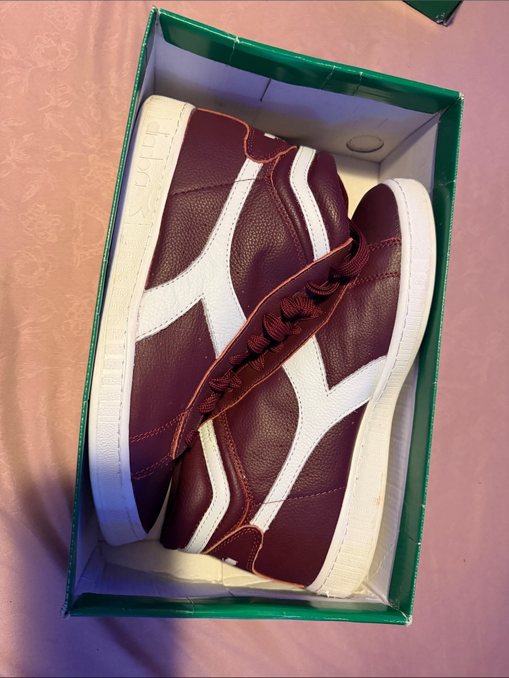 Men's Burgundy and White Casual High-Top Sneakers